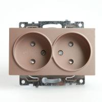 Розетка двойная 2P Stekker Катрин со шторками шампань GLS10-7113-02 39597