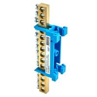 Шина "N" на изоляторе STEKKER 6*9 тип "стойка" на DIN-рейку 14 выводов, синий, LD556-69-14