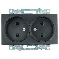 Розетка двойная 2P Stekker Катрин со шторками черный GLS10-7113-05 39611