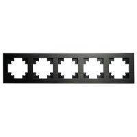 Рамка 5-местная, металл, STEKKER, MFR00-7005-05, серия Катрин, черный 50028