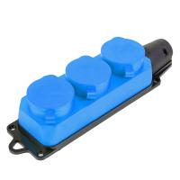 Розетка переносная тройная 2P+PE Stekker Одри с крышкой синий RST16-23-44-4 49403