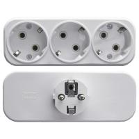 Разветвитель сетевой 3-местный с/з Stekker ADP16-23-20, 250V, 16A, ABS пластик, белый 39024