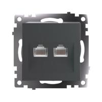 Розетка компьютерная 2-местная RJ-45 (механизм) Stekker GLS00-7109-06 Катрин, графит 50008