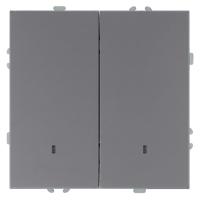 Выключатель 2-клавишный c индикатором (механизм), STEKKER, 250В, 10А, серия Эмили, RSW10-5102-10,  платиново-серый, soft touch 49942