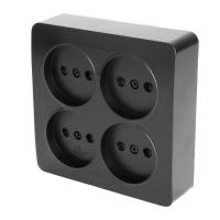 Розетка четырехместная 2P Stekker София черный матовый MST10-14S-05 49508