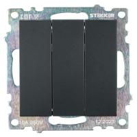 Выключатель трехклавишный Stekker Катрин GLS10-7108-05 черный 49172