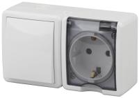 Блок розетка-выключатель ЭРА Эксперт IP54 16A 250V 11-7401-01 Б0020733