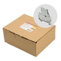 Зажим пружинный Stekker, 2-проводной проходной 4,0 мм² (JXB ST 4) с размыкателем и предохранителем с индикатором, LD552-1-01, серый 50189