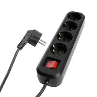 Удлинитель четырехместный с/з с выключателем Stekker HM03-41-03 3x0,75, 3м Home (У10А-003), черный 50425