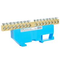 Шина"N" на изоляторе Stekker 6*9 на DIN-рейку 16 выводов, синий, LD555-69-16 49536