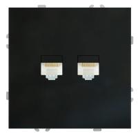 Розетка компьютерная 2-местная RJ-45 (механизм), STEKKER, серия Эмили, RST00-5111-05, черный уголь, soft touch 49848