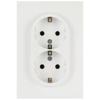 Розетка ЭРА Arktik 16-2105-08 двойная с заземлением 2X2P+E Schuko со шторками 16А-250В белый матовый Б0070461