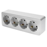 Розетка 4-местная 2P+PE Stekker София серебро MST16-14-03 49332