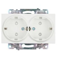 Розетка двойная 2P+PE Stekker Катрин со шторками белый GLS16-7114-01 39574