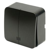 Выключатель двухклавишный Stekker София с подсветкой черный матовый MSW10-21-05 49477