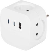 Разветвитель электрический ЭРА SP-4-3USBAC-W на 4 розетки + 3 USB A+C со шторками 10А белый Б0069083