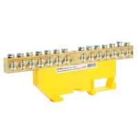 Шина "PE" Stekker на изоляторе 8*12 на DIN-рейку 14 выводов, желтый, LD555-812-14 49556