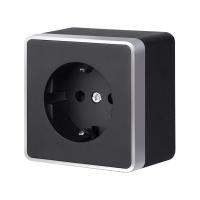 W5071034/ Розетка с заземлением Gallant (черный с серебром)