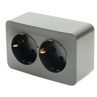 Розетка двойная 2P+PE Stekker София черный матовый MST16-12-05 49498
