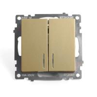 Выключатель двухклавишный Stekker Катрин с подсветкой золото GLS10-7102-08 49217