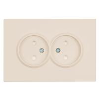Розетка 2-местная с защитной шторкой, Stekker, б/з, 250В, 16А Эмили, RST16-5116-08, кашемир, soft touch 49903