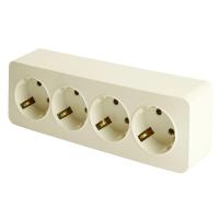 Розетка 4-местная 2P+PE Stekker София слоновая кость MST16-14-04 49505