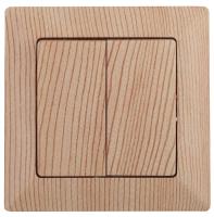 Выключатель двухклавишный ЭРА Intro Solo 10A 250V дерево 4-104-11 Б0043290