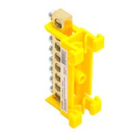 Шина"PE" STEKKER на изоляторе 6*9 на DIN-рейку 8 выводов, желтый, LD555-69-8