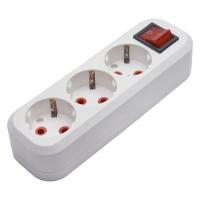 Розетка (колодка) переносная разборная 3-местная с/з Stekker, PST16-311-20, с выключателем, 250В, 16A, IP20, белый 39014