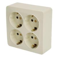 Розетка 4-местная 2P+PE Stekker София слоновая кость MST16-14S-04 49509