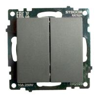 Выключатель двухклавишный Stekker Катрин графит GLS10-7104-06 49411