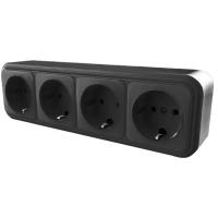 Розетка четырехместная 2P+PE Stekker Брест черный PST16-61-20 39704