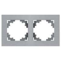 Рамка 2-местная, металл, Stekker, MFR00-7002-03, серия Катрин, серебро 50015