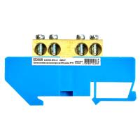 Шина"N" на изоляторе STEKKER 8*12 на DIN-рейку 4 вывода, синий,  LD555-812-4