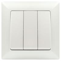 Выключатель трехклавишный ЭРА Intro Solo 10A 250V перламутровый 4-106-06 Б0053606