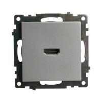 Розетка HDMI 2.1, Type A (механизм), STEKKER GLS00-7118-03, серия Катрин, серебро 50061