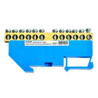 Шина"N" на изоляторе STEKKER 6*9 на DIN-рейку 12 выводов, синий, LD555-69-12