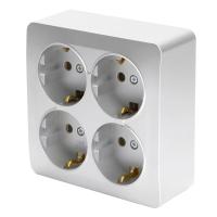Розетка 4-местная 2P+PE Stekker София серебро MST16-14S-03 49334