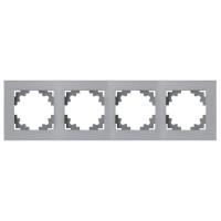 Рамка 4-местная, металл, STEKKER, MFR00-7004-03, серия Катрин, серебро 50023