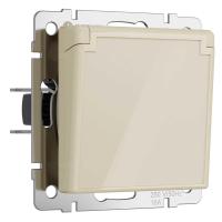 Розетка влагозащищенная с заземлением с защитной крышкой и шторками Werkel айвори акрил W1171243 4690389197109