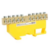 Шина "PE" Stekker на изоляторе 8*12 на DIN-рейку 10 выводов, желтый, LD555-812-10 49554