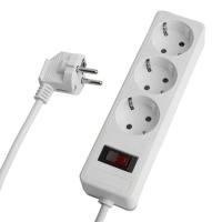 Сетевой фильтр 3-местный с/з Stekker HM20-31-02 3x1мм2, 1,8 м, серия Optima, белый 50086