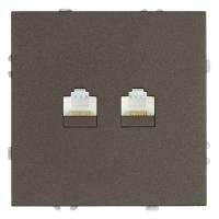 Розетка компьютерная 2-местная RJ-45 (механизм), Stekker Эмили, RST00-5111-09, антрацит, soft touch 49926