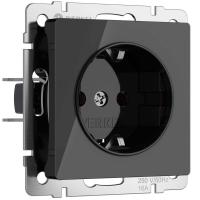 Розетка Werkel с заземлением  черный акрил W1171048 4690389197703