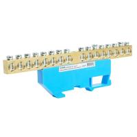 Шина"N" на изоляторе Stekker 8*12 на DIN-рейку 16 выводов, синий, LD555-812-16 49543