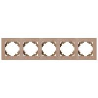 Рамка 5-местная, металл, STEKKER, MFR00-7005-02, серия Катрин, шампань 50026