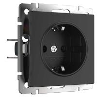 Розетка с заземлением, безвинтовой зажим Werkel черный матовый W1171308 4690389156908