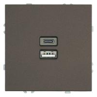 Розетка 2-местная USB + Type C (механизм), Stekker, 250В, 20W Эмили, RST10-5115-09, антрацит, soft touch 49931