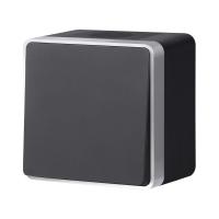 W5010234/ Выключатель одноклавишный влагозащищенный Gallant (черный с серебром)