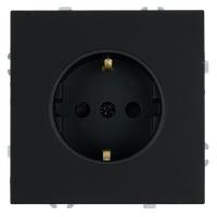 Розетка 1-местная с з/ш, с/з (механизм), СЗК, Stekker, 250В, 16А Эмили, RST16-5110-05ZK, черный уголь, soft touch 50251
